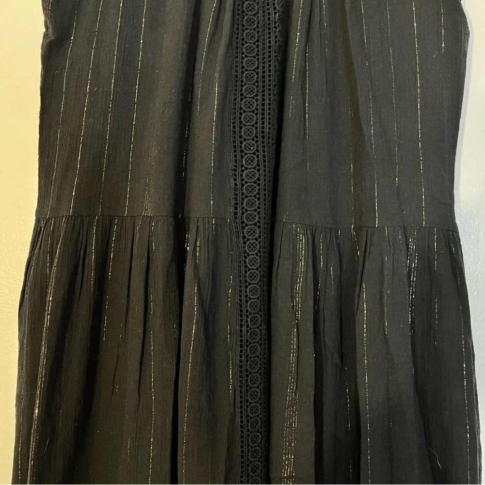 Maeve | Abilene tiered ruffle maxi dress Crochet top gold stripe Women’s size XS - Picture 5 of 12